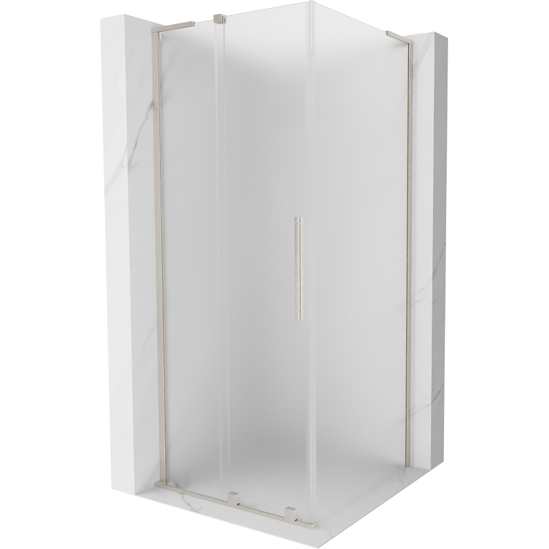 Mexen Velar L Duschkabine Schiebetür 100 x 100 cm, Satin, gebürsteter Nickel - 871-100-100-33-97