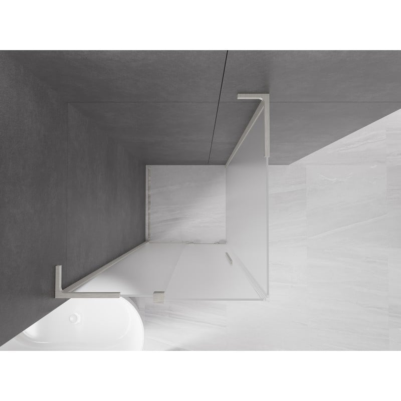 Mexen Velar L Duschkabine, Schiebetür, 90 x 90 cm, Frost, gebürsteter Nickel - 871-090-090-33-97