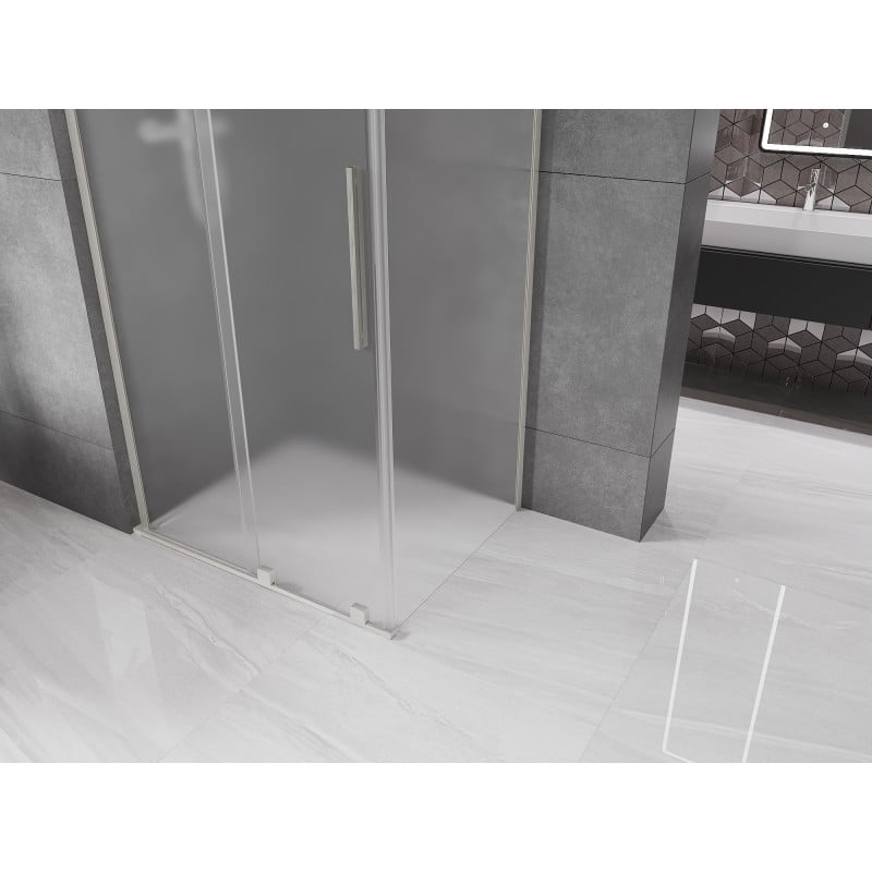 Mexen Velar L Schiebeduschkabine 100 x 90 cm, mattiert, gebürsteter Nickel - 871-100-090-33-97