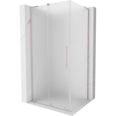 Mexen Velar L Duschkabine, schiebbar 110 x 75 cm, Milchglas, gebürsteter Nickel - 871-110-075-33-97