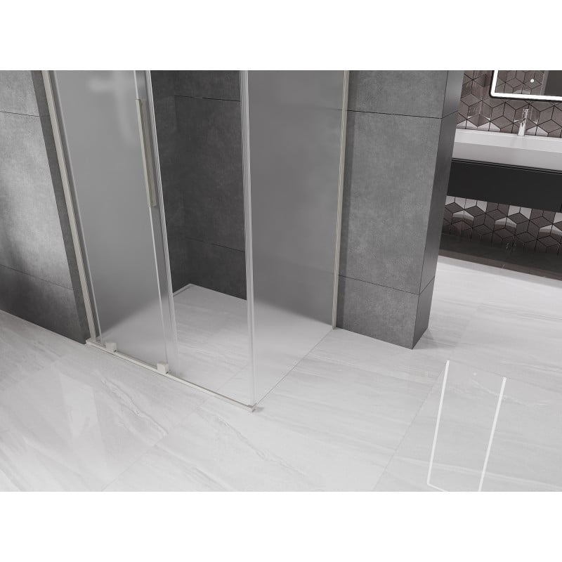 Mexen Velar L Duschkabine Schiebetür 110 x 85 cm, Mattglas, gebürstetes Nickel - 871-110-085-33-97