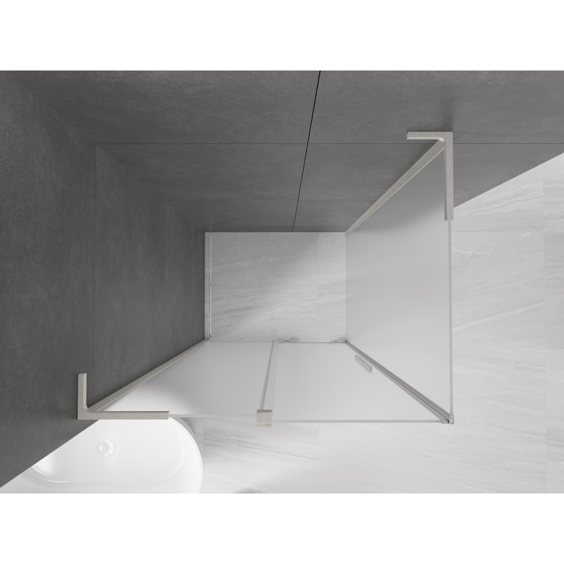 Mexen Velar L Duschkabine Schiebetür 110 x 85 cm, Mattglas, gebürstetes Nickel - 871-110-085-33-97