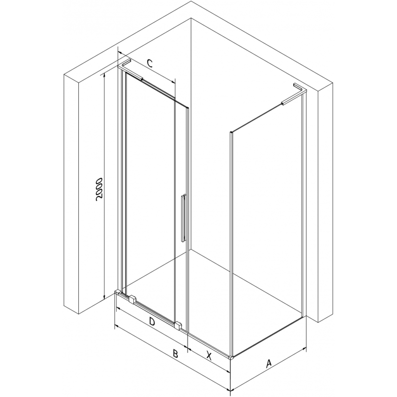Mexen Velar L Duschkabine, schiebbar 110 x 75 cm, Milchglas, gebürsteter Nickel - 871-110-075-33-97