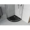 Mexen Rio Duschkabine halbrund 80 x 80 cm, transparent, Chrom + Duschwanne Flat, schwarz - 863-080-080-01-00-4170