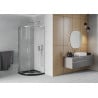 Mexen Rio Duschkabine halbrund 80 x 80 cm, transparent, Chrom + Duschwanne Flat, schwarz - 863-080-080-01-00-4170