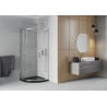 Mexen Rio duschkabine halbrund 90 x 90 cm, transparent, chrom + Duschwanne Flat, schwarz - 863-090-090-01-00-4170