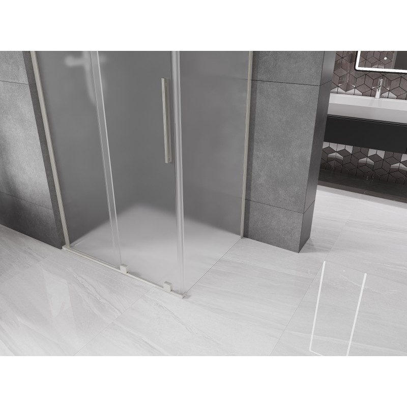 Mexen Velar L Duschkabine Schiebetür 120 x 85 cm, Matt, Gebürsteter Nickel - 871-120-085-33-97