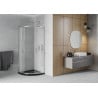 Mexen Rio duschkabine halbrund 90 x 90 cm, transparent, chrom + Duschwanne Flat, schwarz - 863-090-090-01-00-4170