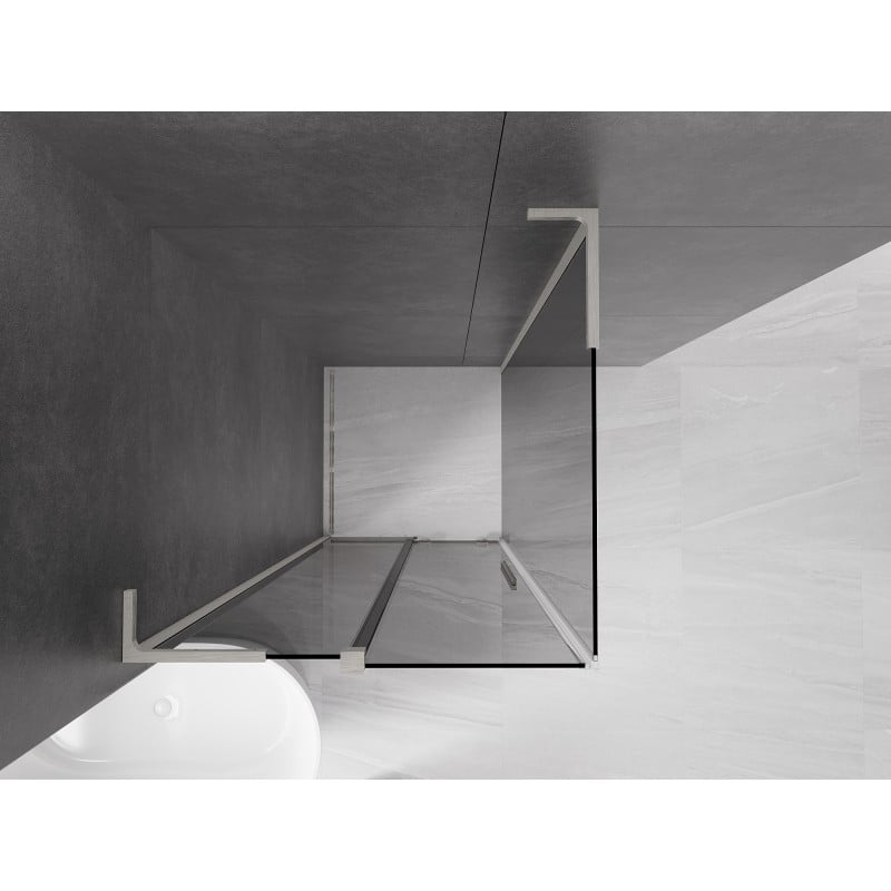 Mexen Velar L Duschkabine, Schiebetür 110 x 110 cm, Graphit, gebürstetes Nickel - 871-110-110-43-97