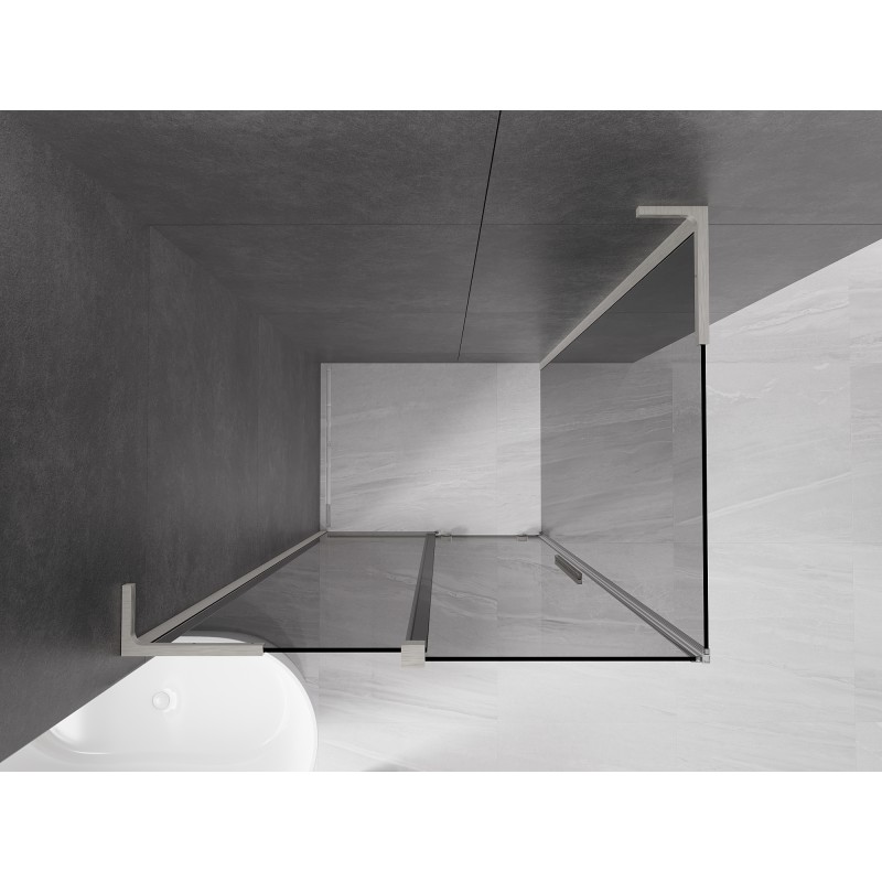 Mexen Velar L Duschkabine schiebbar 90 x 110 cm, graphit, gebürsteter Nickel - 871-090-110-43-97