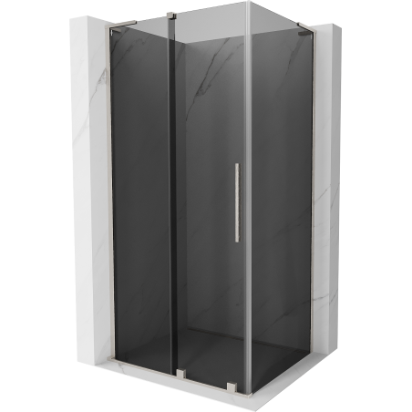 Mexen Velar L Duschkabine schiebbar 100 x 80 cm, Graphit, gebürsteter Nickel - 871-100-080-43-97