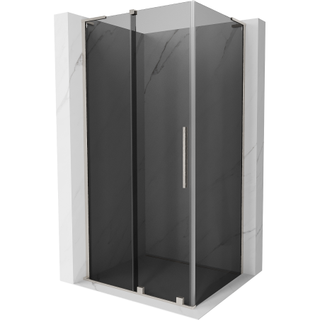 Mexen Velar L Duschkabine schiebbar 100 x 90 cm, Graphit, gebürsteter Nickel - 871-100-090-43-97