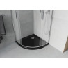 Mexen Rio Halbrunde Duschkabine 80 x 80 cm, Frost, Chrom + Duschwanne Flat, Schwarz - 863-080-080-01-30-4170