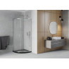 Mexen Rio Halbrunde Duschkabine 80 x 80 cm, Frost, Chrom + Duschwanne Flat, Schwarz - 863-080-080-01-30-4170