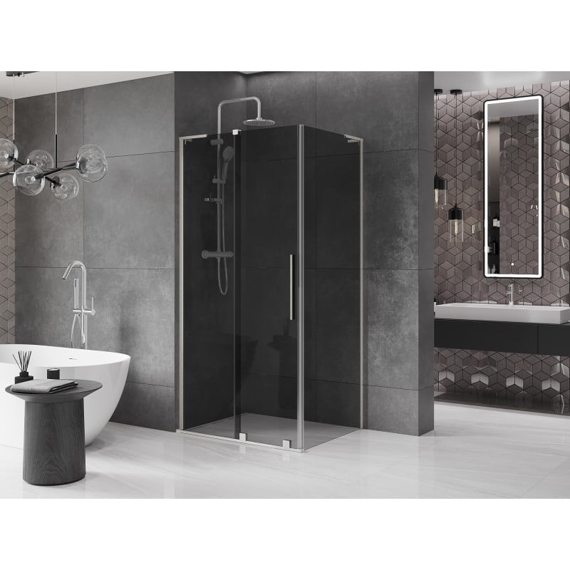 Mexen Velar L Duschkabine zum Schieben 120 x 80 cm, Grafit, gebürsteter Nickel - 871-120-080-43-97