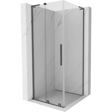 Mexen Velar L Duschkabine schiebbar 110 x 110 cm, transparent, Gun Metal - 871-110-110-03-95