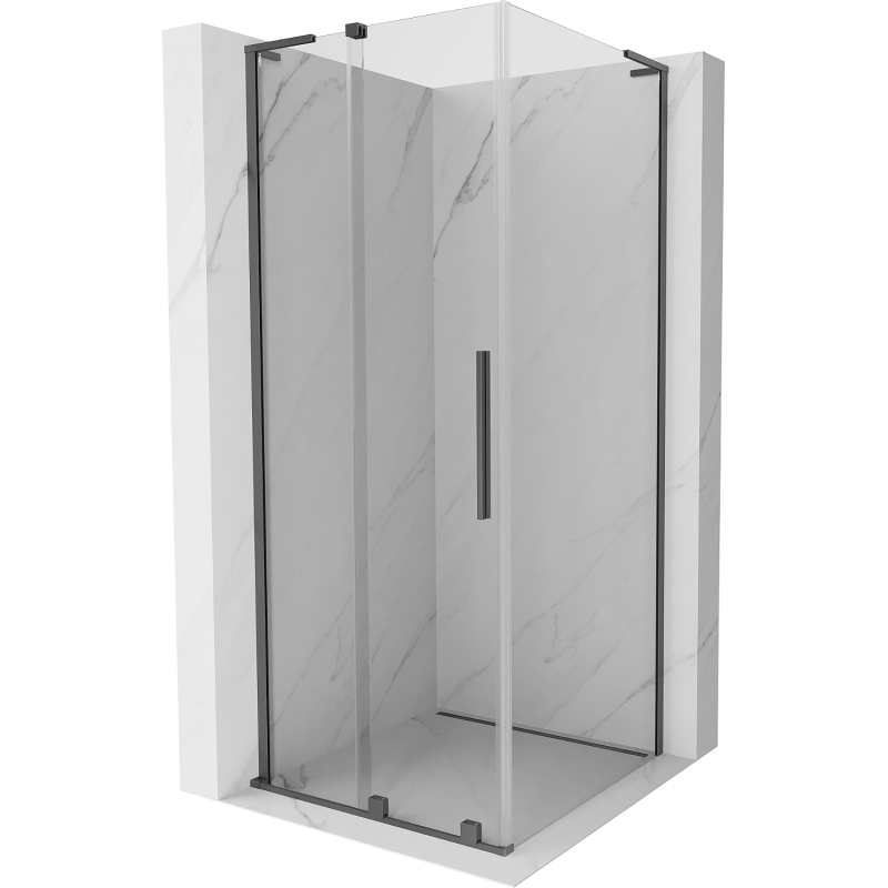 Mexen Velar L Duschkabine Schiebetür 100 x 100 cm, transparent, Gun Metal - 871-100-100-03-95