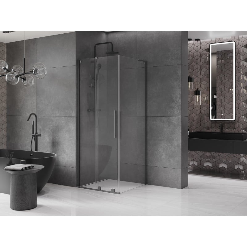 Mexen Velar L Duschkabine schiebbar 120 x 120 cm, transparent, Gun Metal - 871-120-120-03-95