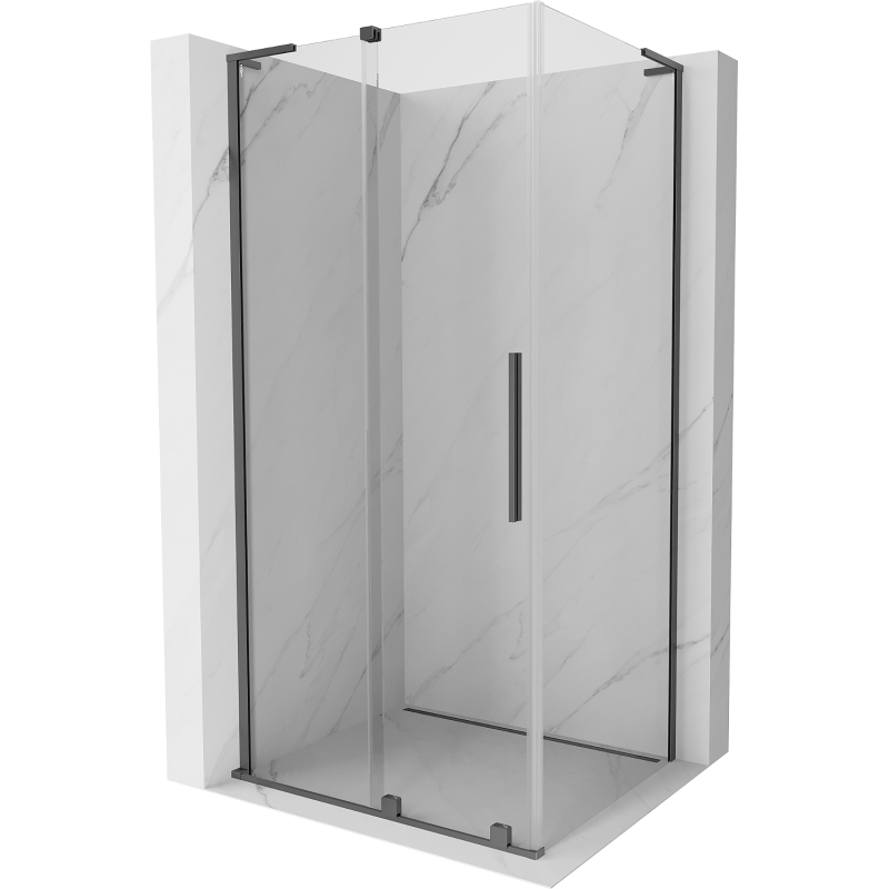 Mexen Velar L Duschkabine Schiebetür 100 x 75 cm, transparent, Gun Metal - 871-100-075-03-95
