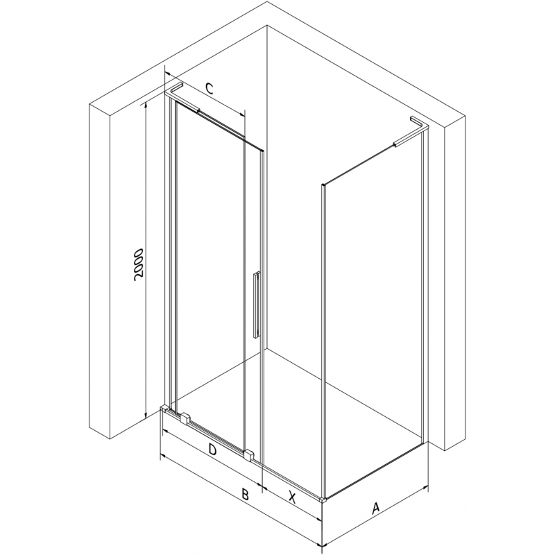 Mexen Velar L Duschkabine zum Schieben 90 x 75 cm, transparent, Pistolenmetall - 871-090-075-03-95
