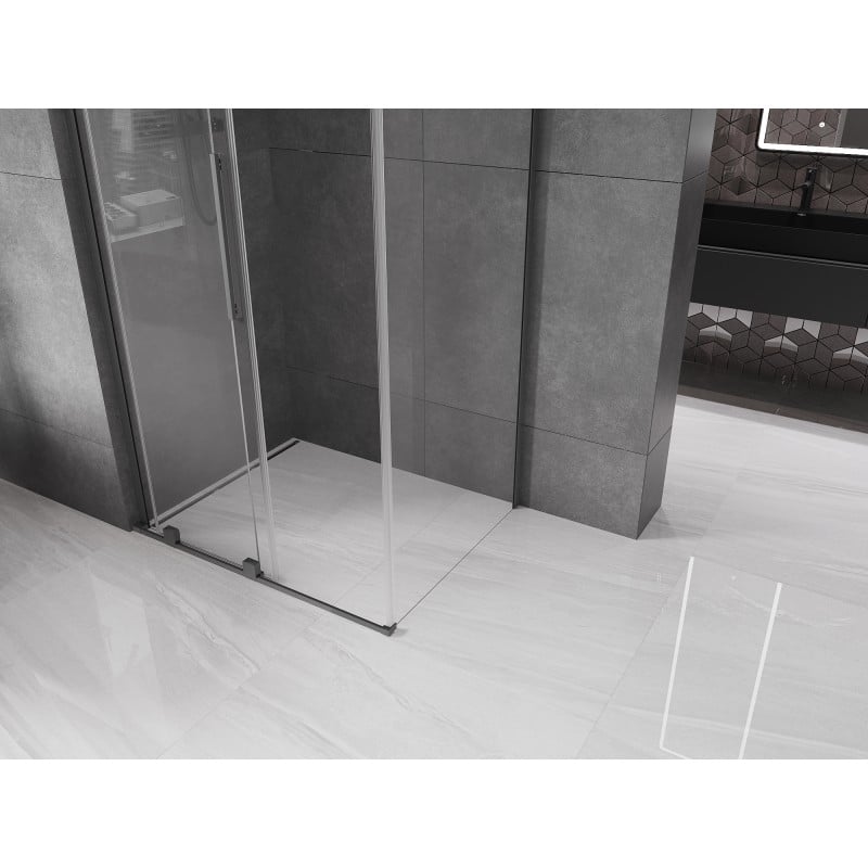 Mexen Velar L Duschkabine Schiebetür 100 x 85 cm, transparent, Gun Metal - 871-100-085-03-95