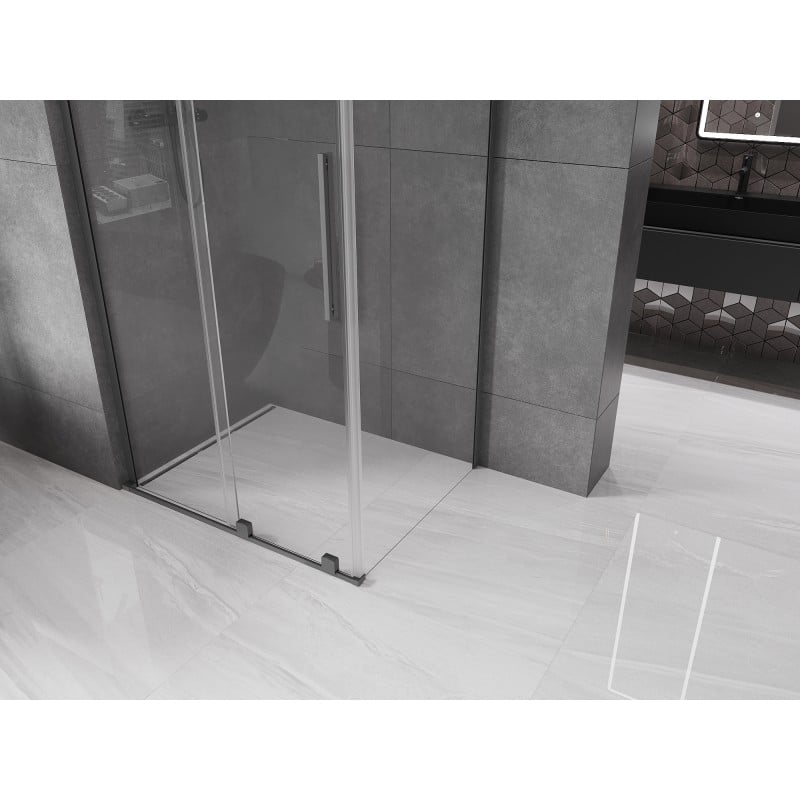 Mexen Velar L Duschkabine schiebbar 100 x 90 cm, transparent, Gun Metal - 871-100-090-03-95