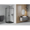 Mexen Rio Halbrunde Duschkabine 80 x 80 cm, transparent, schwarz + Flat Duschwanne, schwarz - 863-080-080-70-00-4170B