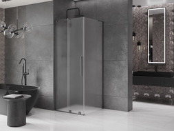 Mexen Velar L Duschkabine Schiebetür 100 x 100 cm, Matt, Gun Metal - 871-100-100-33-95