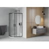 Mexen Rio Duschkabine halbrund 80 x 80 cm, transparent, schwarz + Duschwanne Flat, weiß - 863-080-080-70-00-4110B