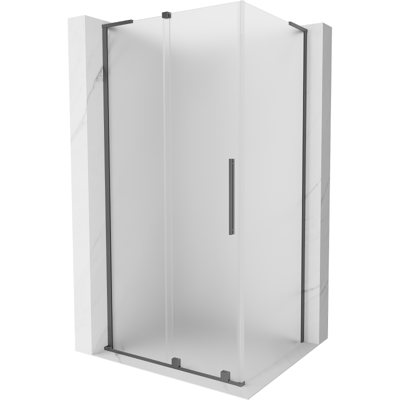 Mexen Velar L Duschkabine Schiebetür 120 x 80 cm, satiniert, Gun Metal - 871-120-080-33-95