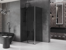 Mexen Velar L Duschkabine zum Schieben 90 x 85 cm, Graphit, Gun Metal - 871-090-085-43-95