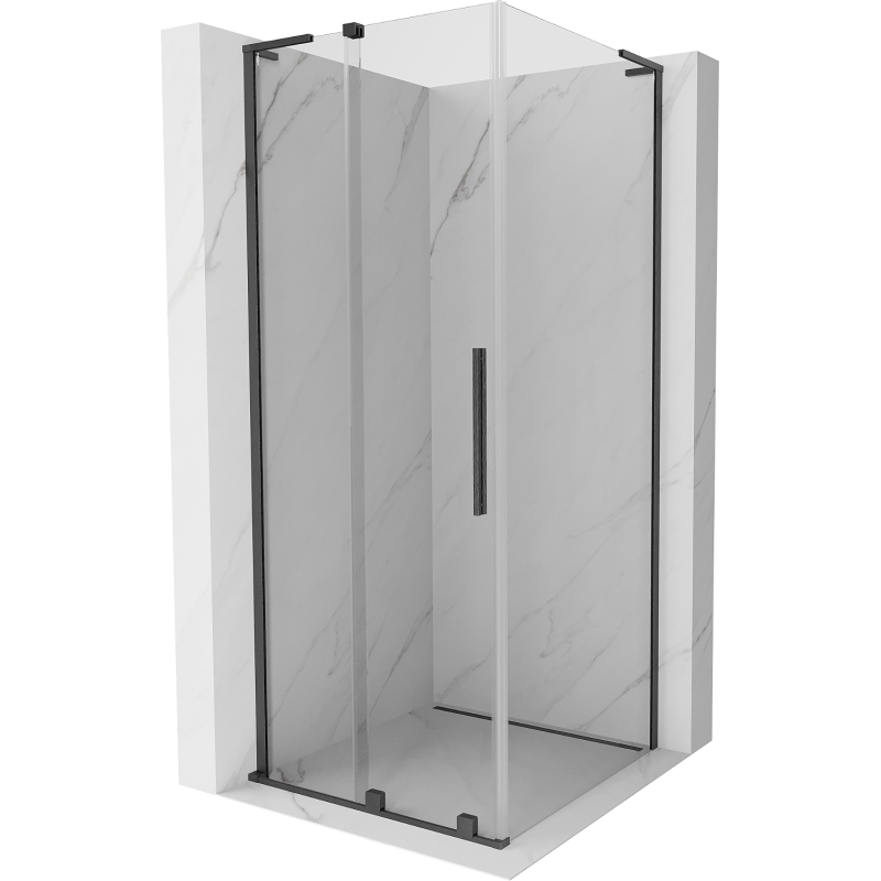 Mexen Velar L Schiebetür-Duschkabine 90 x 90 cm, transparent, gebürstetes Gun Grey - 871-090-090-03-66