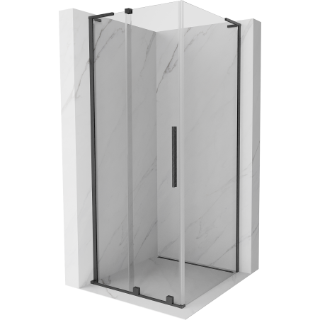 Mexen Velar L Duschkabine, 100 x 100 cm, transparent, gebürstetes Gun Gray - 871-100-100-03-66