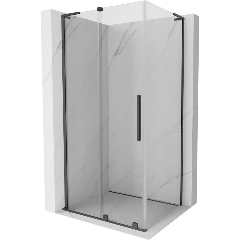 Mexen Velar L Schiebedusche 90 x 85 cm, transparent, gebürstetes Gun Gray - 871-090-085-03-66