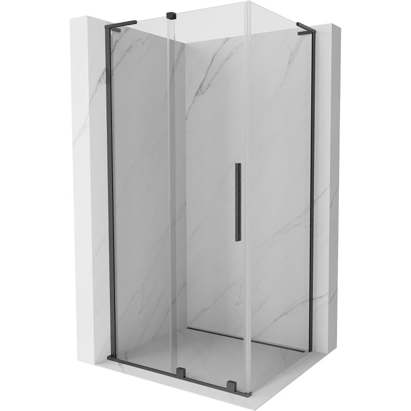 Mexen Velar L Duschkabine mit Schiebetür 90 x 110 cm, transparent, gun gray gebürstet - 871-090-110-03-66