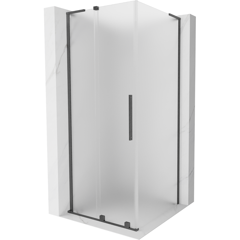 Mexen Velar L Schiebetür-Duschkabine 90 x 90 cm, satiniert, gebürstetes Gun Gray - 871-090-090-33-66