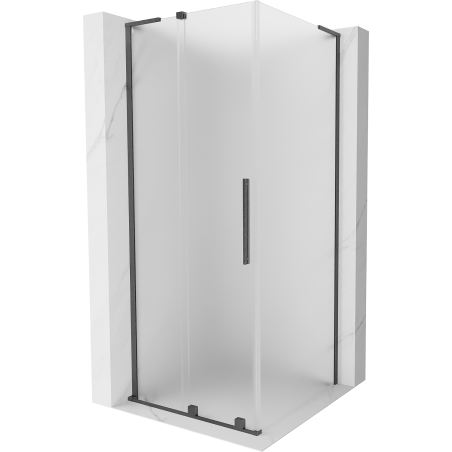 Mexen Velar L Schiebetür-Duschkabine 90 x 90 cm, satiniert, gebürstetes Gun Gray - 871-090-090-33-66