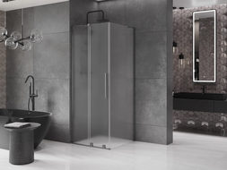 Mexen Velar L Duschkabine Schiebetür 100 x 100 cm, satiniert, gebürstet Gun Gray - 871-100-100-33-66