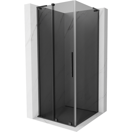 Mexen Velar L Duschkabine Schiebetür 90 x 90 cm, Graphit, Gebürstet Gun Gray - 871-090-090-43-66