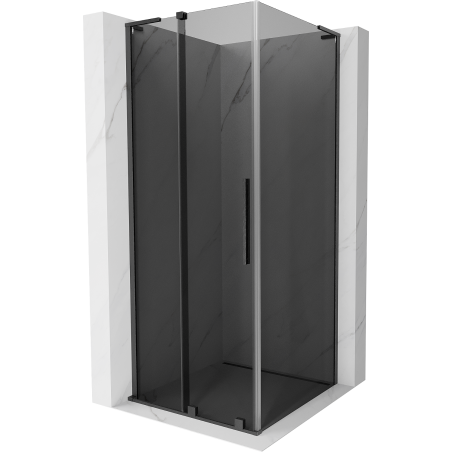 Mexen Velar L Duschkabine schiebbar 100 x 100 cm, Grafit, Gun Grey gebürstet - 871-100-100-43-66