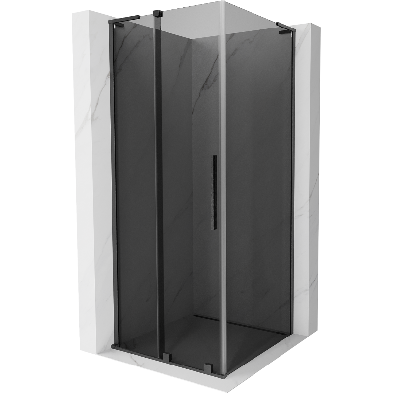 Mexen Velar L Duschkabine schiebbar 110 x 110 cm, Graphit, gebürstet Gun Gray - 871-110-110-43-66