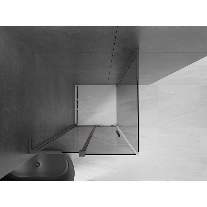Mexen Velar L Duschkabine Schiebetür 90 x 90 cm, Graphit, Gebürstet Gun Gray - 871-090-090-43-66