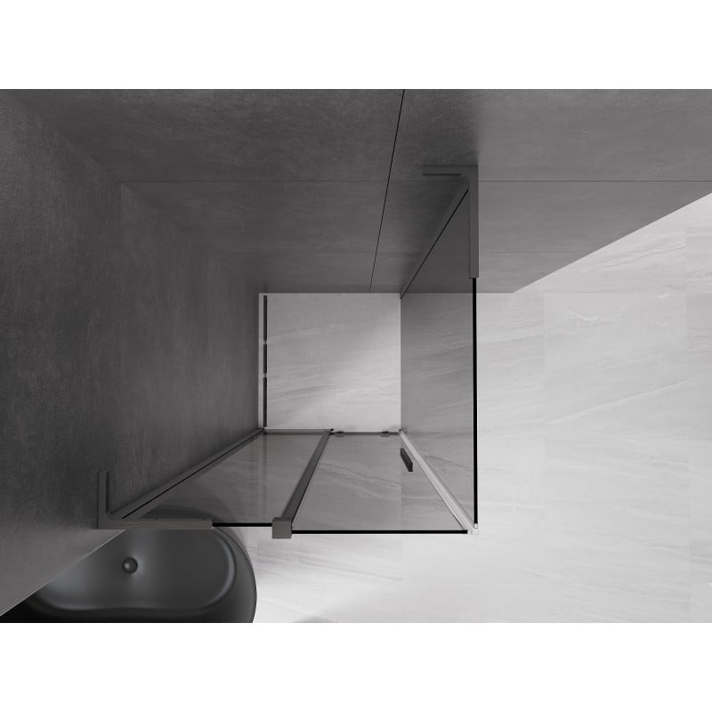 Mexen Velar L Duschkabine schiebbar 100 x 100 cm, Grafit, Gun Grey gebürstet - 871-100-100-43-66