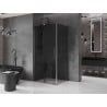 Mexen Velar L Duschkabine verschiebbar 90 x 80 cm, Graphit, gebürstetes Gun Grey - 871-090-080-43-66