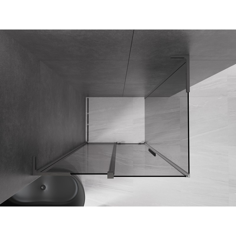 Mexen Velar L Duschkabine zum Schieben 120 x 100 cm, Grafit, gebürstetes Gun Gray - 871-120-100-43-66