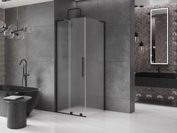 Mexen Velar L Duschkabine Schiebetür 90 x 90 cm, Frost, Schwarz - 871-090-090-33-70