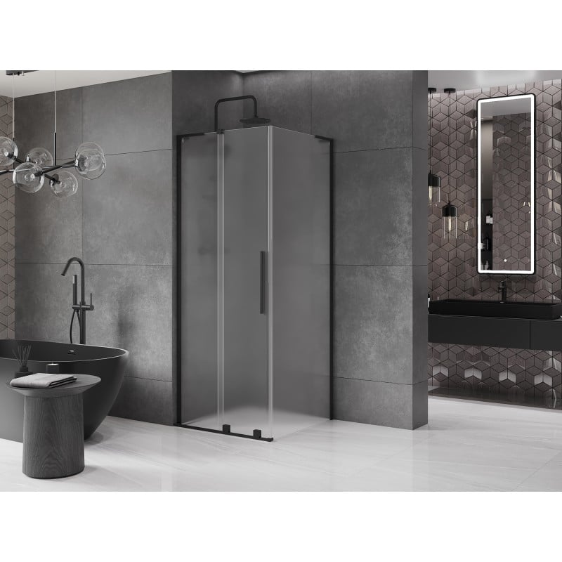 Mexen Velar L Duschkabine schiebbar 120 x 120 cm, mattiert, schwarz - 871-120-120-33-70