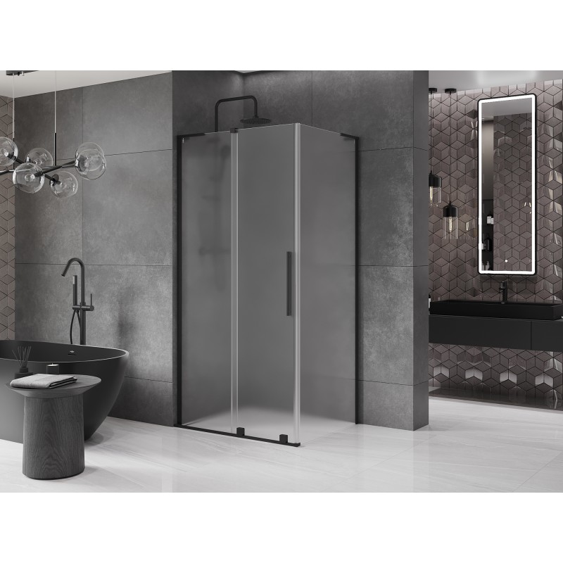 Mexen Velar L Duschkabine, verschiebbar 90 x 120 cm, Frost, schwarz - 871-090-120-33-70