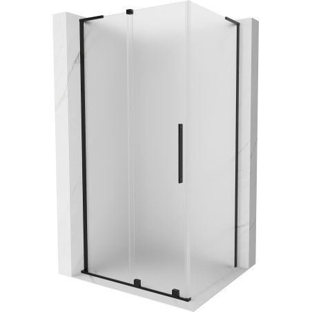 Mexen Velar L Duschkabine verschiebbar 100 x 70 cm, Milchglas, schwarz - 871-100-070-33-70