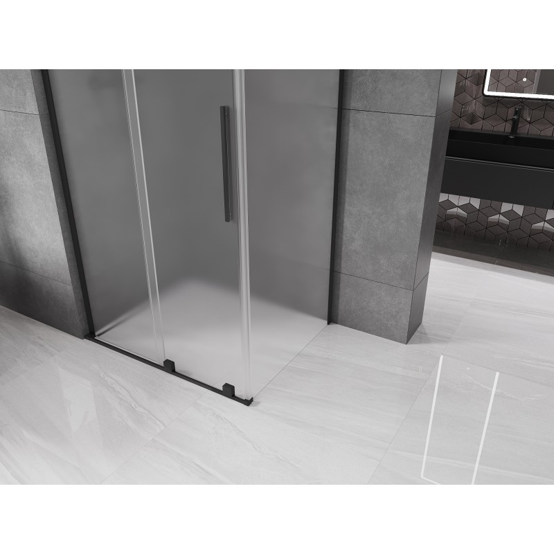 Mexen Velar L Schiebetür-Duschkabine 120 x 85 cm, satiniert, schwarz - 871-120-085-33-70